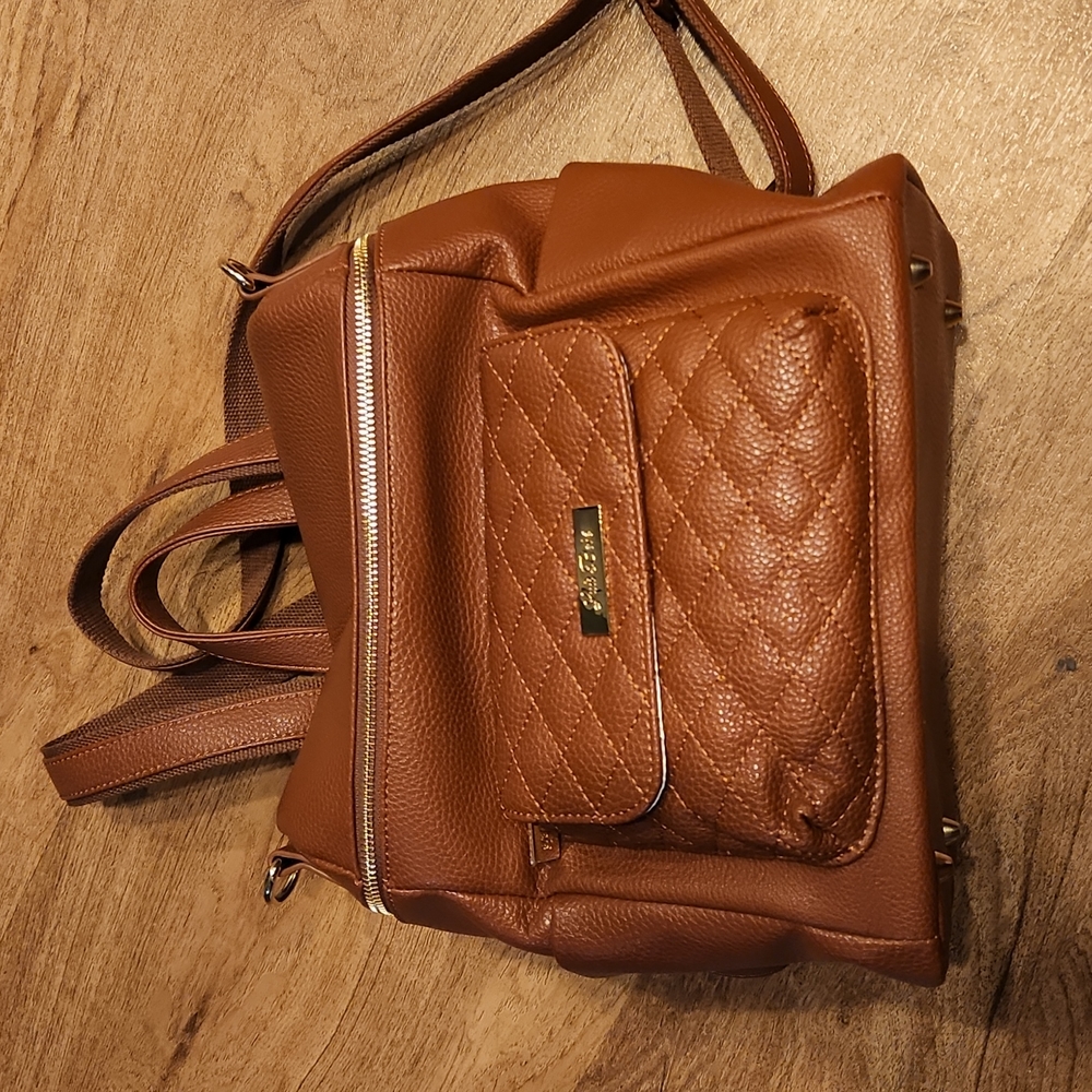Luli Bebe petit monaco diaper bag in caramel brown